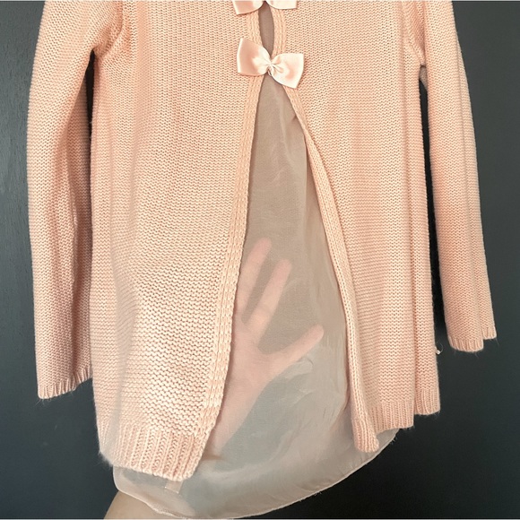 QED London Pink Sweater With Bow and Sheer Back Detail - Size Small. - Picture 4 of 4